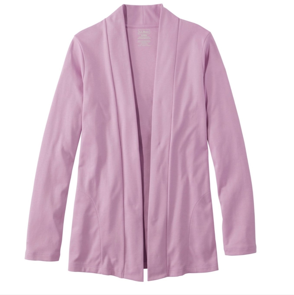 L.L.Bean Pima Cotton Open Cardigan Size Small Smoky Lavender